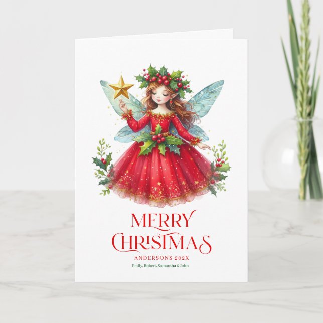 Tarjeta Festividades Navidades Fairy Personalizable Photo (Anverso)