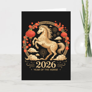 Tarjeta Festivo 2026 Año del Caballo Fortuna Señora Lunar 