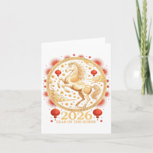 Tarjeta Festivo 2026 Año del Caballo Lunar Chica Zodiaco C