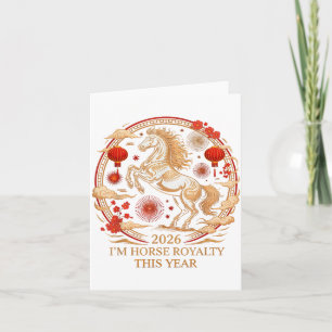 Tarjeta Festivo 2026 Caballo Realeza Zodiaco Señora Fortun
