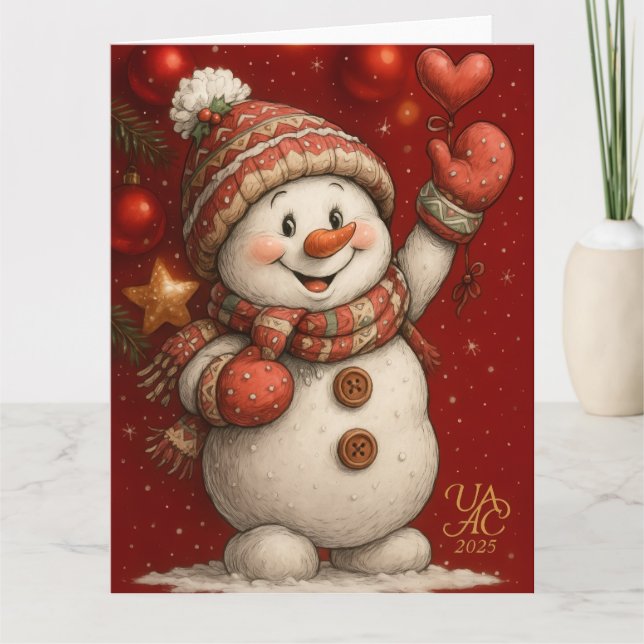 Tarjeta Festliches Weihnachtsmotiv auf rotem Hintergrund (Anverso)