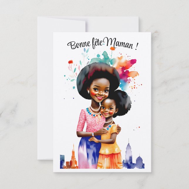 Tarjeta Fête des mères - Coll. Afro Aquarelles (Anverso)
