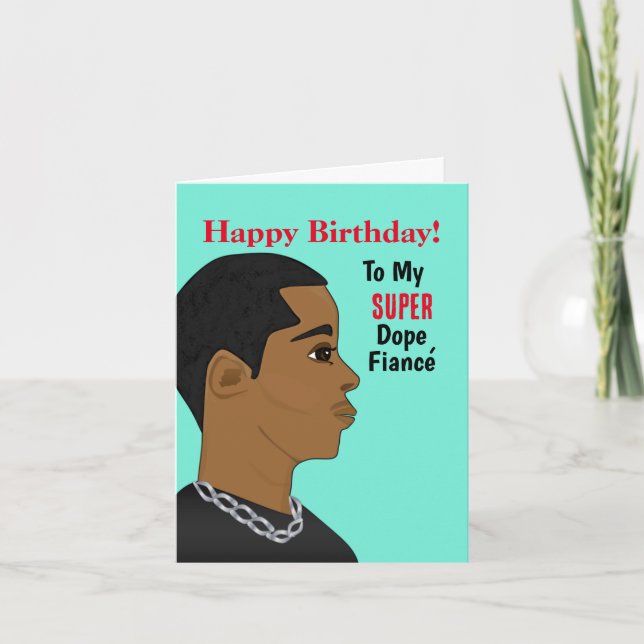 Tarjeta Fiancé afroamericano feliz cumpleaños (Anverso)