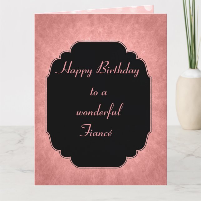Tarjeta Fiancé de cumpleaños feliz rosa y moderno (Anverso)