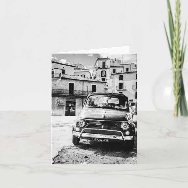Tarjeta Fiat 500, cinquecento en Italia, regalo clásico (Anverso)