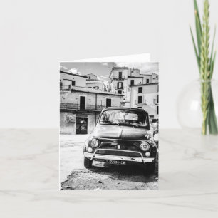Tarjeta Fiat 500, cinquecento en Italia, regalo clásico
