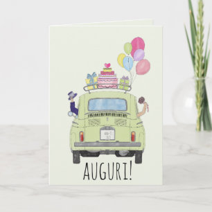 Tarjeta Fiat 500 del Día de la Boda de Auguri en Italia