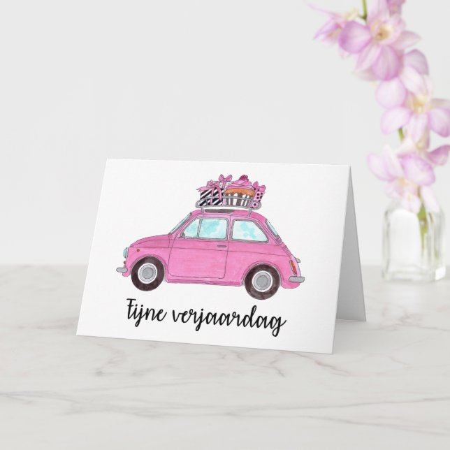Tarjeta Fiat retro de cumpleaños 500 (Orquídea)