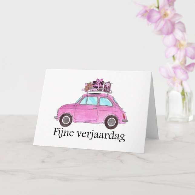 Tarjeta Fiat retro de cumpleaños 500 (Orquídea)