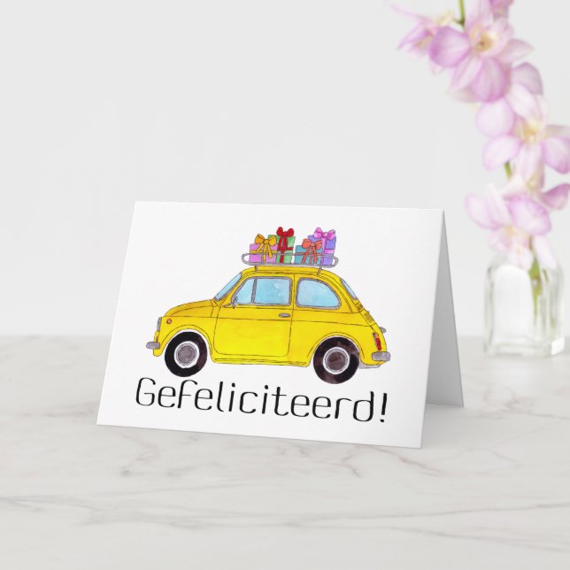 Tarjeta Fiat retro de cumpleaños 500 (Orquídea)