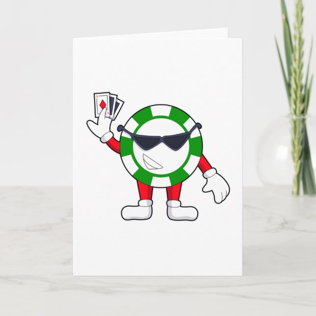 Tarjeta Ficha de póquer con cartas de póquer (Anverso)