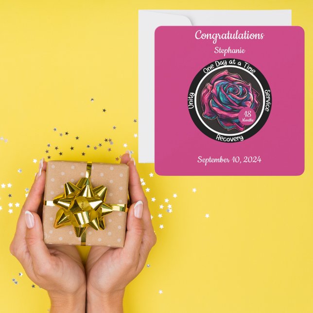 Tarjeta Ficha de Sobriedad Rose | Recuperación de 12 Pasos (Subido por el creador)