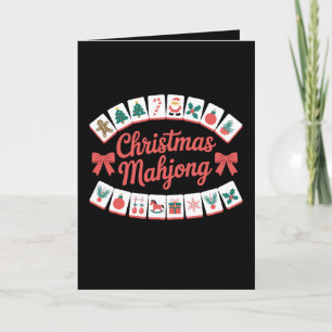 Tarjeta Fichas de Mahjong de Navidad Lazos Temporada de Va