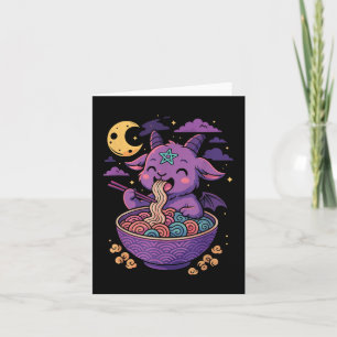 Tarjeta Fideos Ramen Demonio Kawaii Cabra Pentagrama Paste