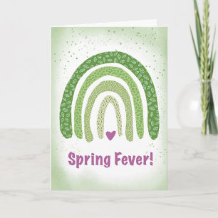 Tarjeta Fiebre de primavera Boho Suave Arcoíris Verde Acua