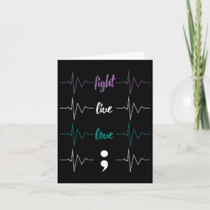 Tarjeta Fiebre Live Love Semicolon Heartbeat Suicidio Awar