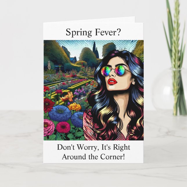 Tarjeta Fiebres de primavera | Mujer en jardín (Anverso)