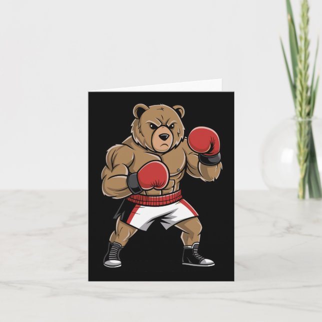 Tarjeta Fierce Boxeo Oso Gracioso Combatiente Animal (Anverso)