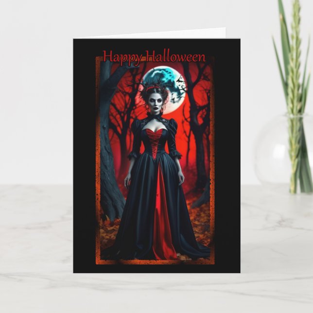 Tarjeta Fiery Woodland Woman Halloween Card (Anverso)
