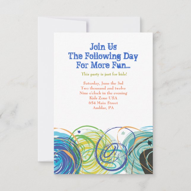 Tarjeta Fiesta ARTSY FARTSY Bar Bat Mitzvah (Anverso)