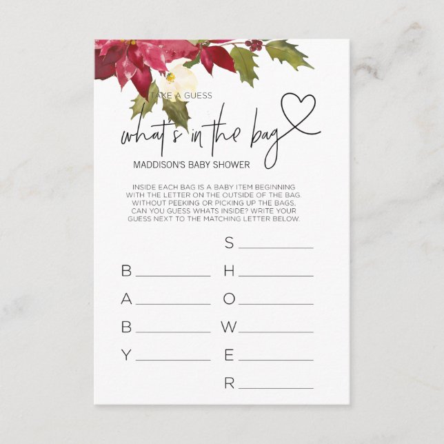 Tarjeta Fiesta Baby Shower para Navidades de juego (Anverso)