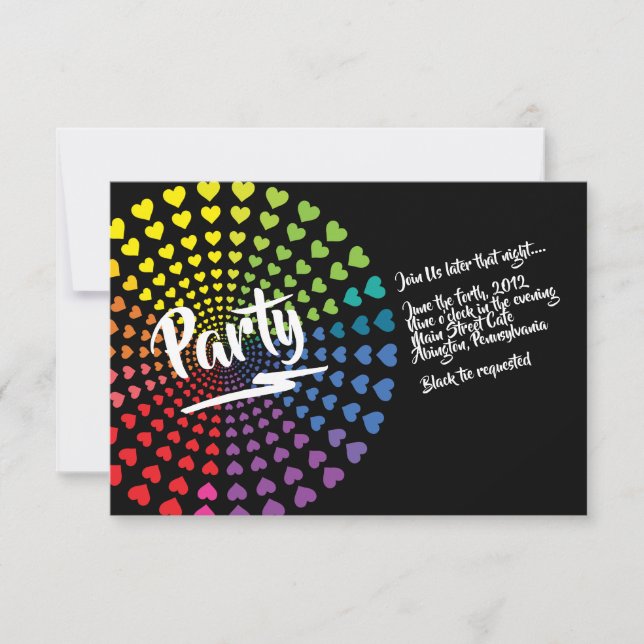 Tarjeta Fiesta Bat Mitzvah de RAINBOW HEARTS (Anverso)