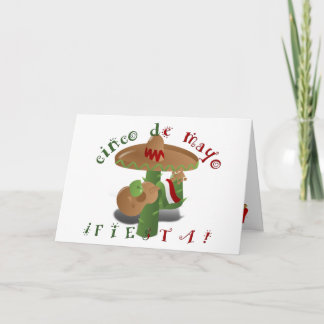 Tarjeta Fiesta Cactus con guitarra y pimientos bailarines