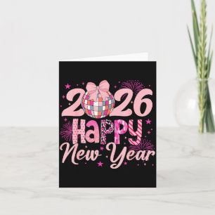 Tarjeta Fiesta de Año Nuevo 2026 Bola de Disco Familia Com