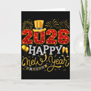 Tarjeta Fiesta de Año Nuevo 2026 C de Globos para Familias