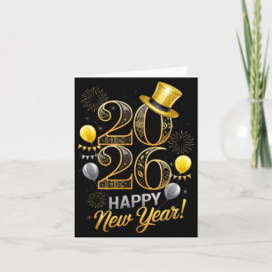 Tarjeta Fiesta de Año Nuevo 2026 Globo de Coincidencia Fam