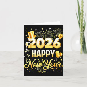 Tarjeta Fiesta de Año Nuevo 2026 Globo Divertido Familia M