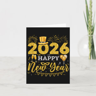 Tarjeta Fiesta de Año Nuevo 2026 Globo Familia Ropa a Jueg