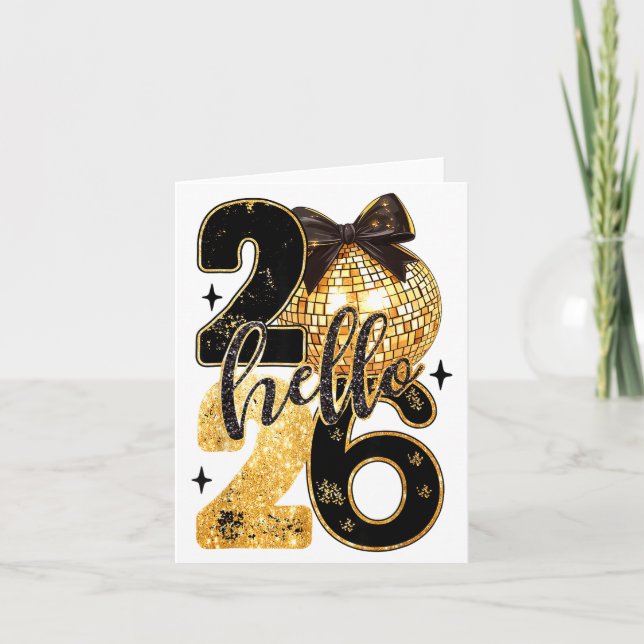 Tarjeta Fiesta de Año Nuevo 2026 Globo Familia Ropa a Jueg (Anverso)