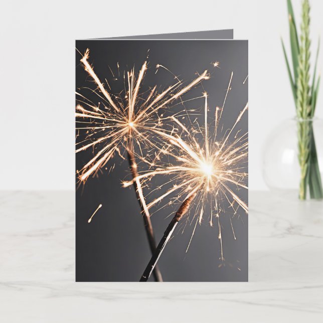 Tarjeta Fiesta de Año Nuevo Sparklers (Anverso)