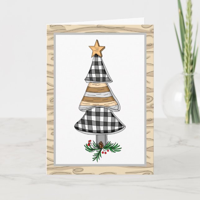 Tarjeta Fiesta de árbol de navidad en el campo (Anverso)