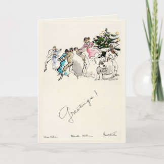Tarjeta Fiesta de baile de Navidad vintage de Walt Kuhn 19