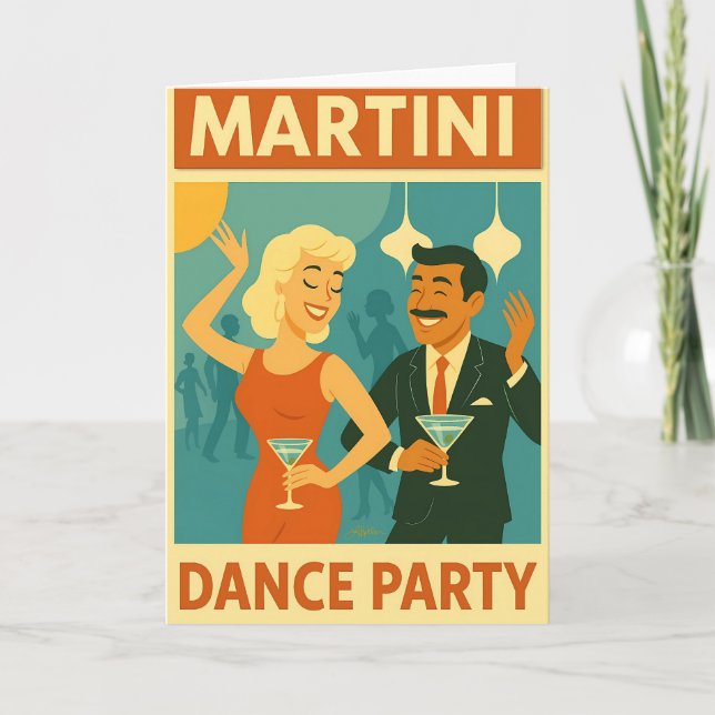 Tarjeta Fiesta de Baile Martini de Época Moderna (Anverso)
