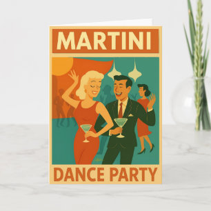 Tarjeta Fiesta de Baile Martini de Mitad de Siglo