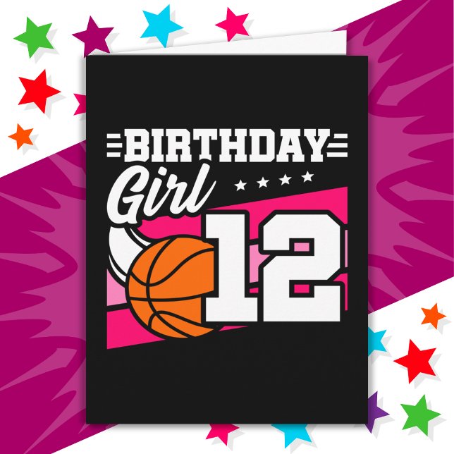 Tarjeta fiesta de baloncesto de 12 años Chica de cumpleaño (Subido por el creador)