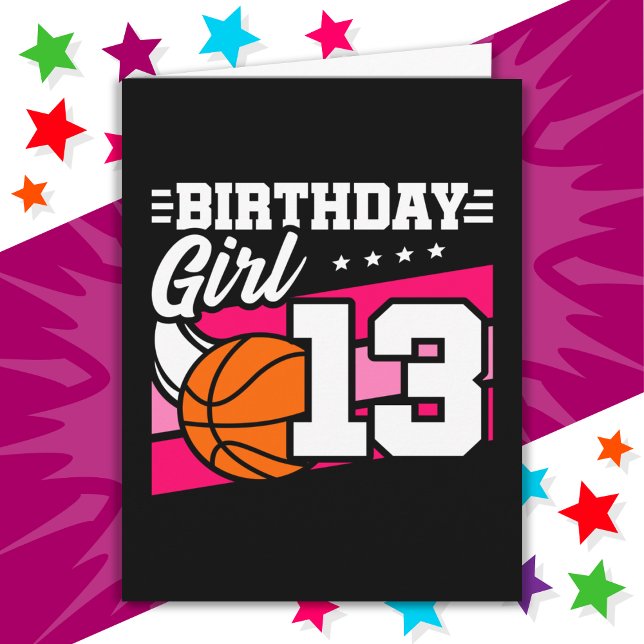 Tarjeta fiesta de baloncesto de 13 años, Chica de cumpleañ (Subido por el creador)