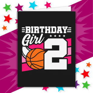 Tarjeta fiesta de baloncesto de 2 años Chica de cumpleaños