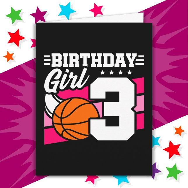 Tarjeta fiesta de baloncesto de 3 años Chica de cumpleaños (Subido por el creador)