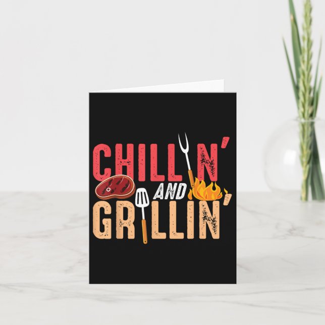 Tarjeta Fiesta De Barbacoa Chillin Y Grillin (Anverso)
