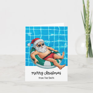 Tarjeta Fiesta de billar con Santa Claus para Navidades en