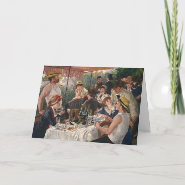 Tarjeta Fiesta de Boating Luncheon - pintura de Renoir (Anverso)