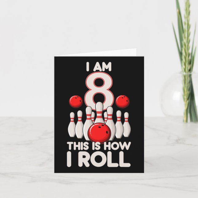 Tarjeta fiesta de boliche de 8 años 8 cumpleaños es cómo m (Anverso)