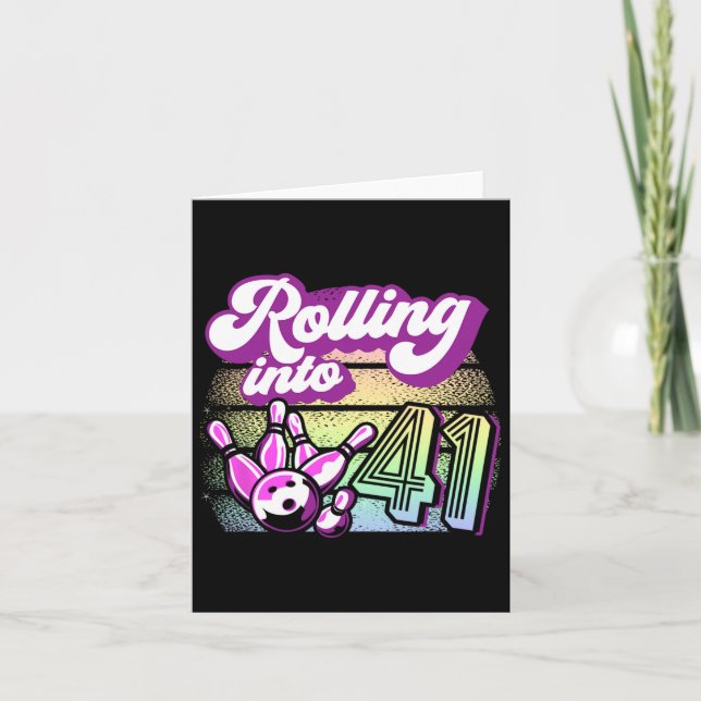 Tarjeta Fiesta de boliche en 41 cumpleaños de bolos (Anverso)