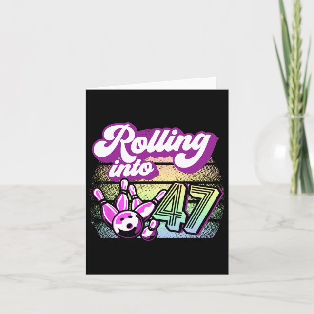 Tarjeta Fiesta de boliche en 47 cumpleaños de bolos (Anverso)