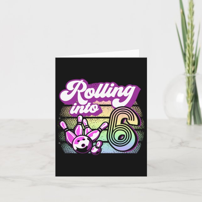 Tarjeta Fiesta de boliche en 6 cumpleaños de bolos (Anverso)