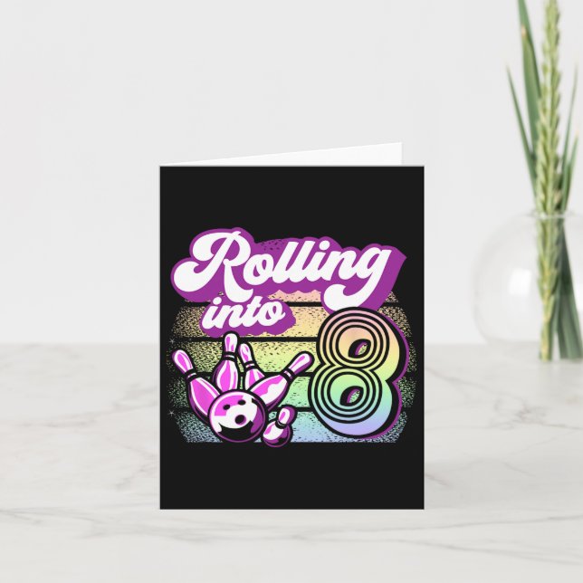 Tarjeta Fiesta de boliche en 8 cumpleaños de bolos (Anverso)